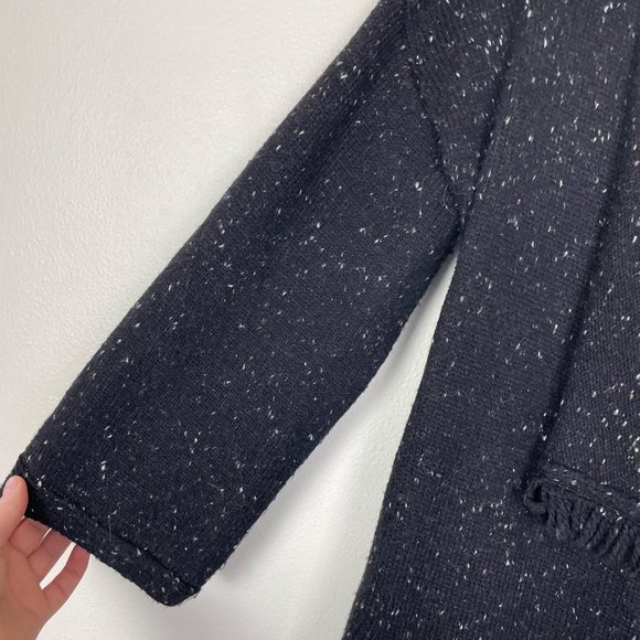 Soft + Joie Woman's Sz S Black Farid Fringe Tweed Open Sweater Cardigan - Picture 4 of 8